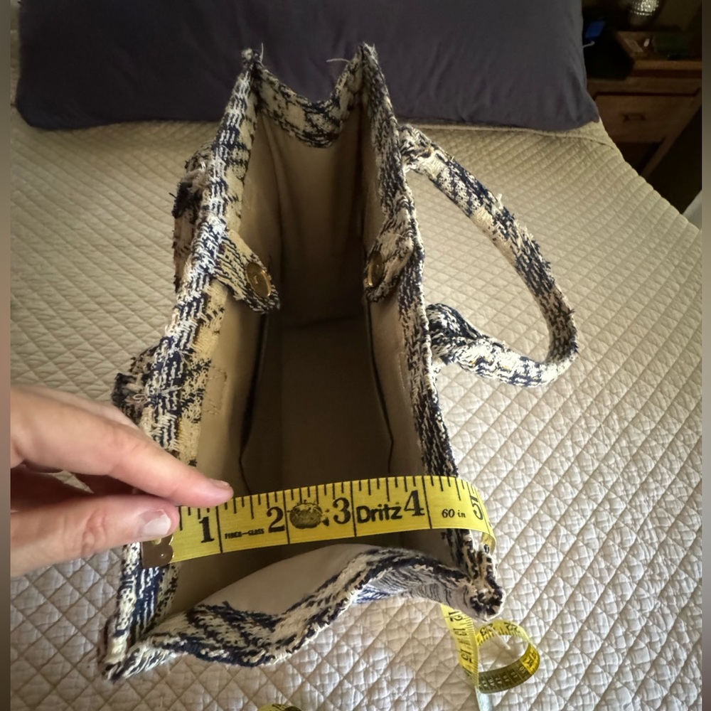 Multi plaid fabric tote